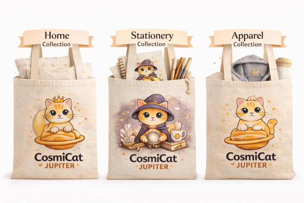 caderno e cartas cosmicat meowgica Coleções Produtos CosmiCat Jupiter Meowgical
